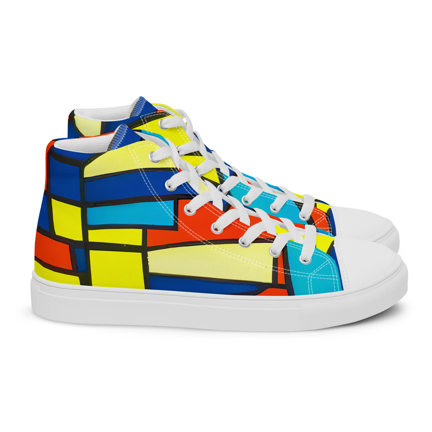 Women's High Top Canvas Shoes - Neon Fractals