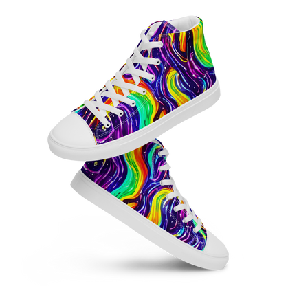 Men's High Top Canvas Shoes - Galactic Flames