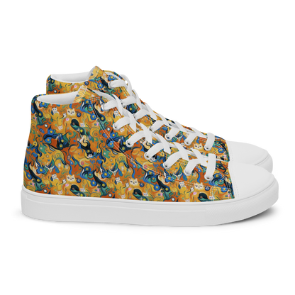 Men's High Top Canvas Shoes - Whimsical Feline Dance