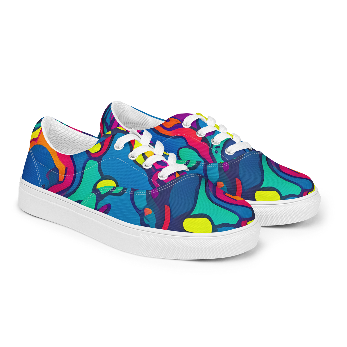 Women's Lace-Up Canvas Shoes - Colorful Chaos