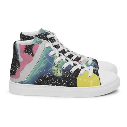 Men's High Top Canvas Shoes - Lunar Waves