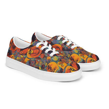 Women's Lace-Up Canvas Shoes - Galactic Faces
