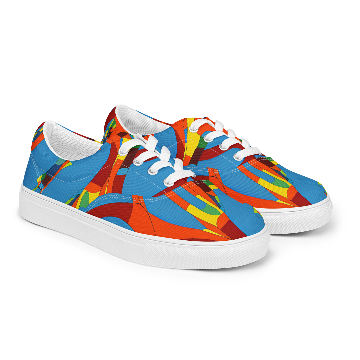 Men's Lace-Up Canvas Shoes - Fire Ocean Fusion