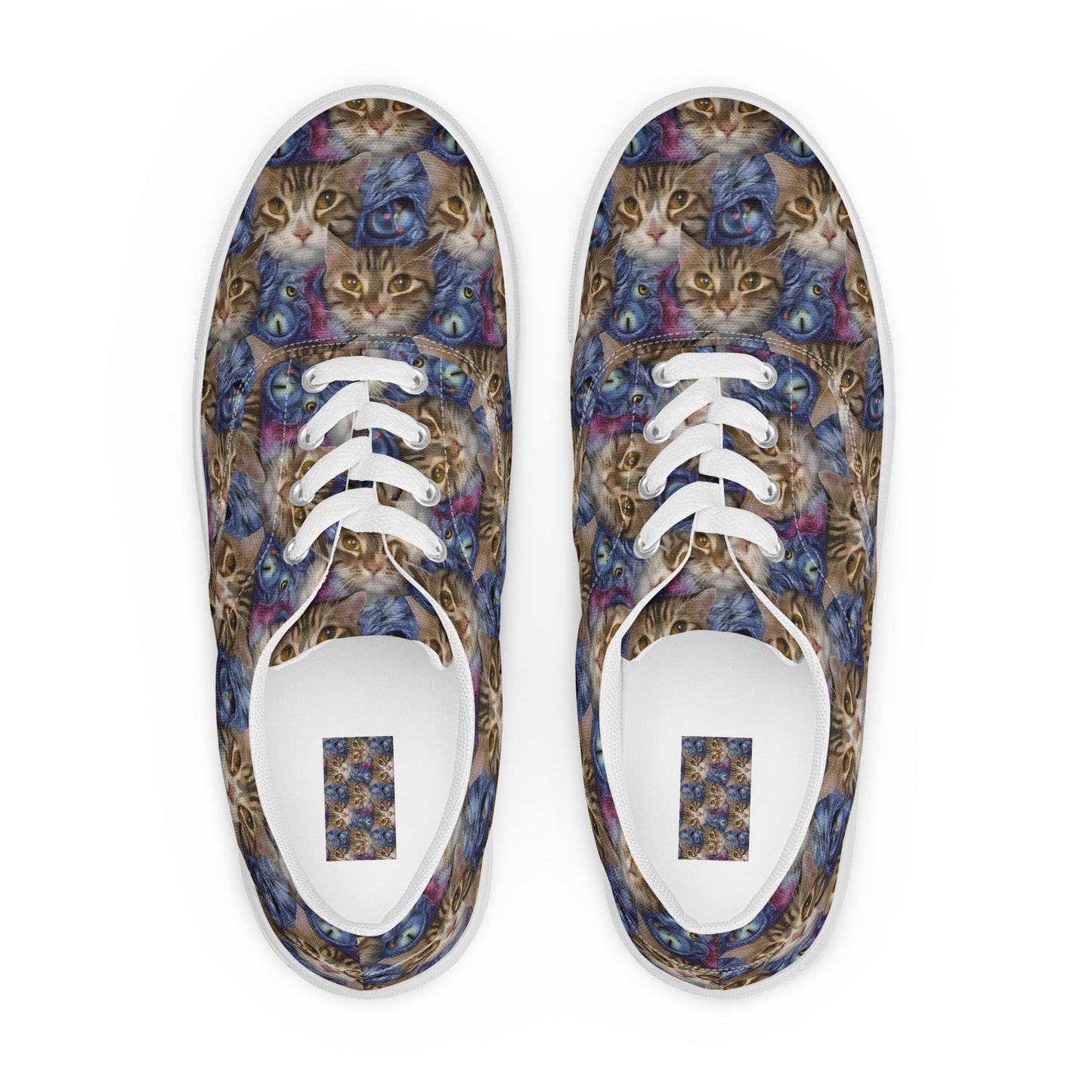 Women's Lace-Up Canvas Shoes - Feline Fantasy