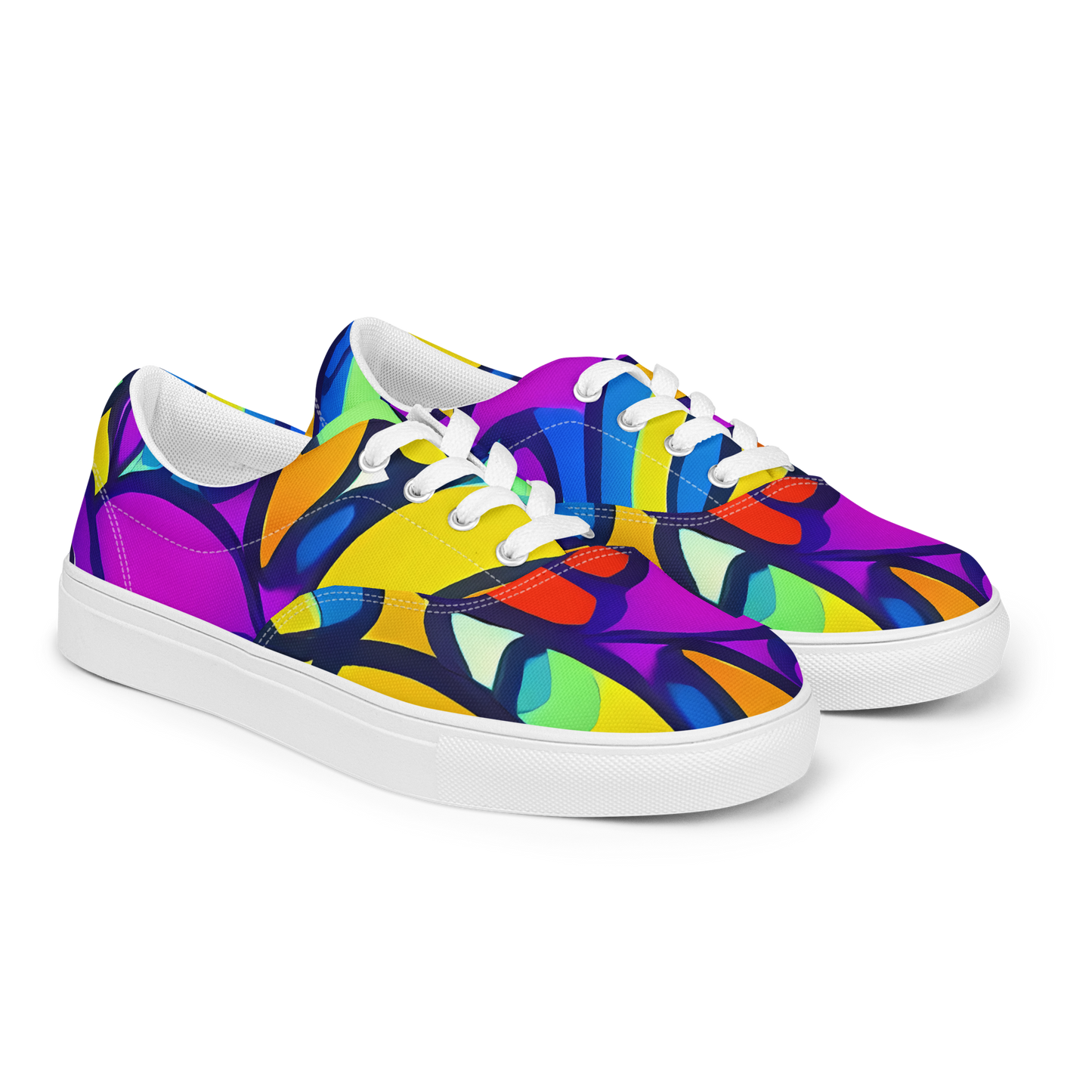 Women's Lace-Up Canvas Shoes - Kaleido Fish