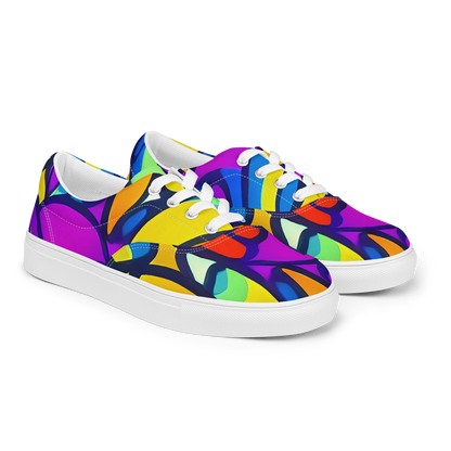 Women's Lace-Up Canvas Shoes - Kaleido Fish