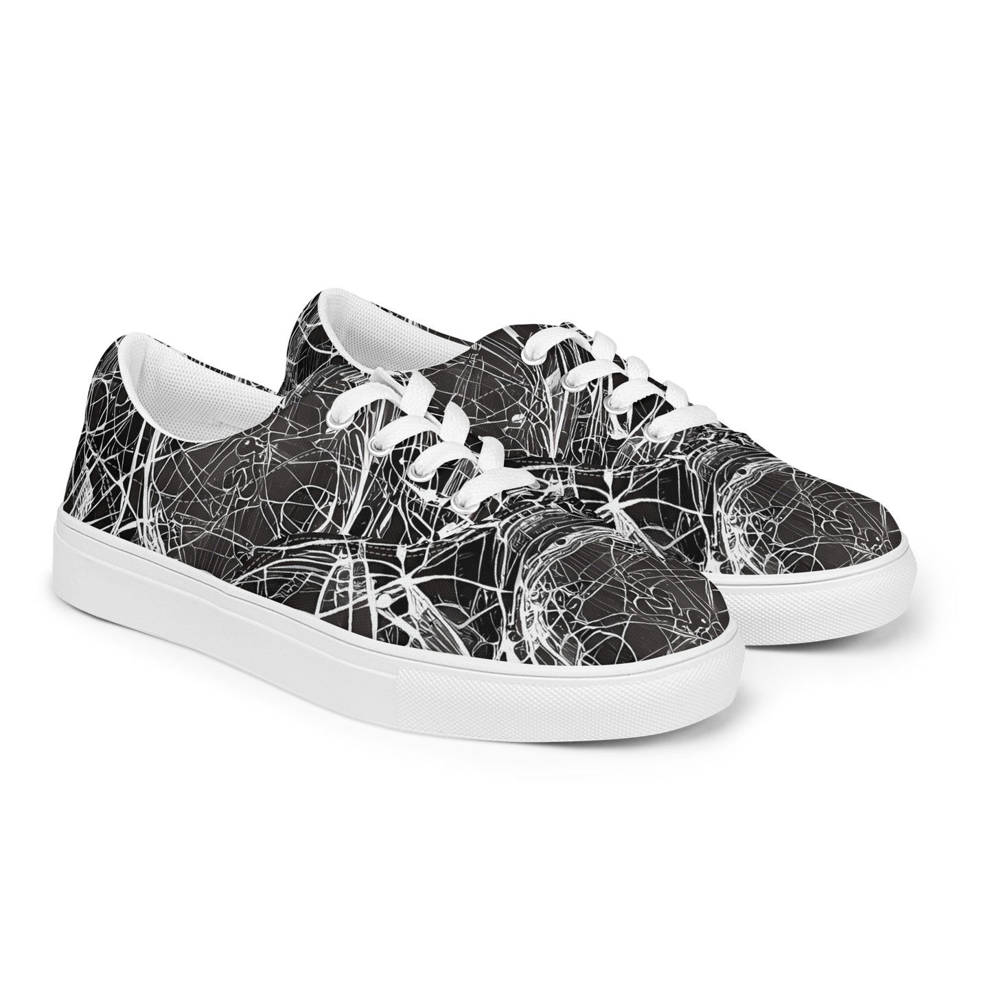 Women's Lace-Up Canvas Shoes - Nexus of Lines