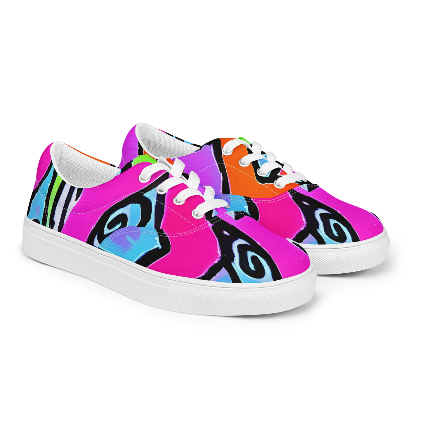 Women's Lace-Up Canvas Shoes - Electric Mosaic