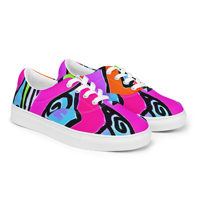 Women's Lace-Up Canvas Shoes - Electric Mosaic