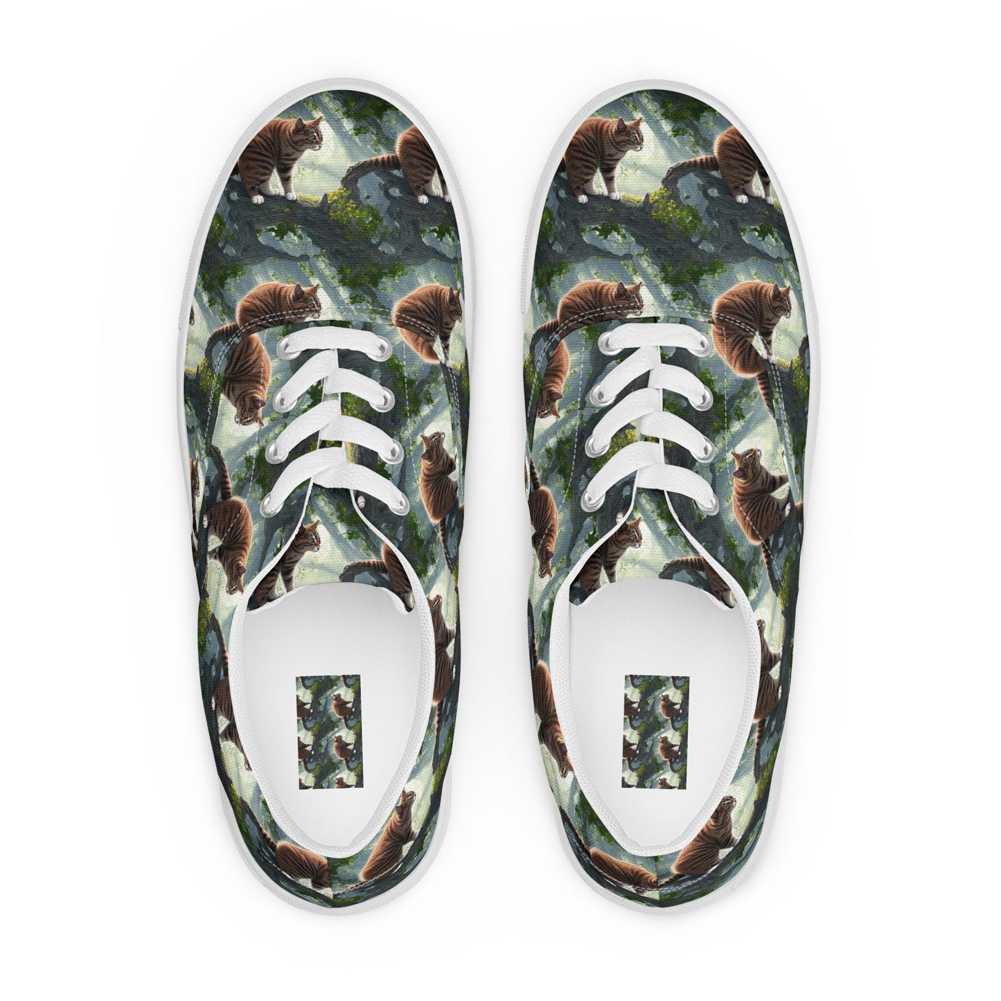 Women's Lace-Up Canvas Shoes - Whiskered Enigma