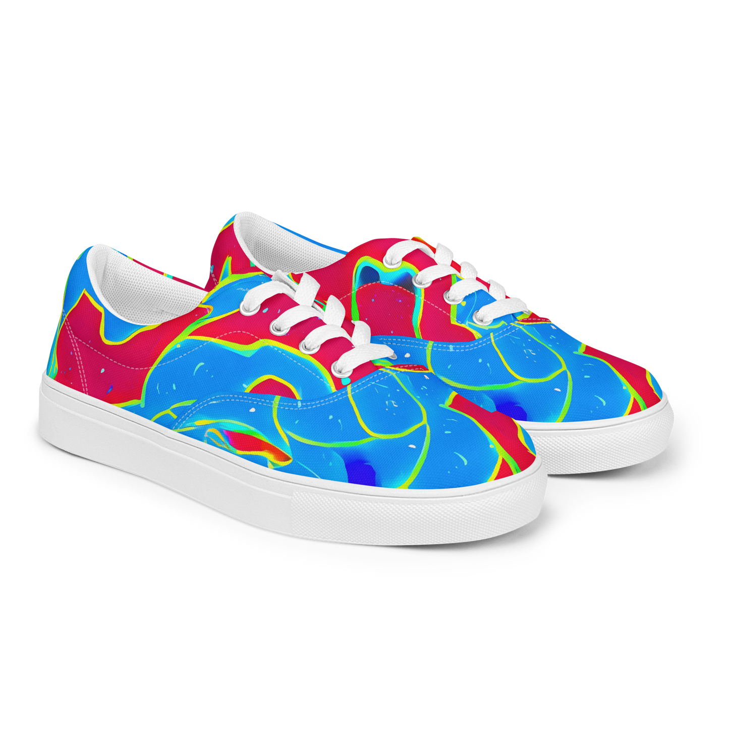 Men's Lace-Up Canvas Shoes - Electric Bloom
