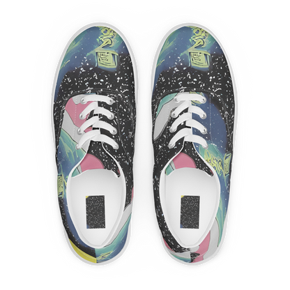 Women's Lace-Up Canvas Shoes - Lunar Waves