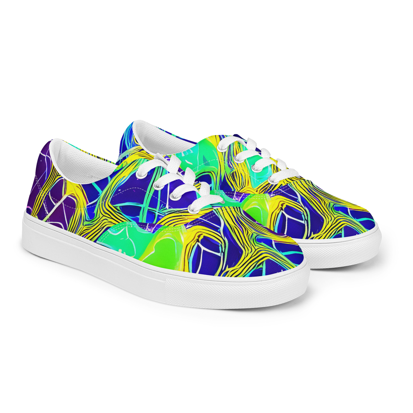 Women's Lace-Up Canvas Shoes - Neon Jungle Rhapsody