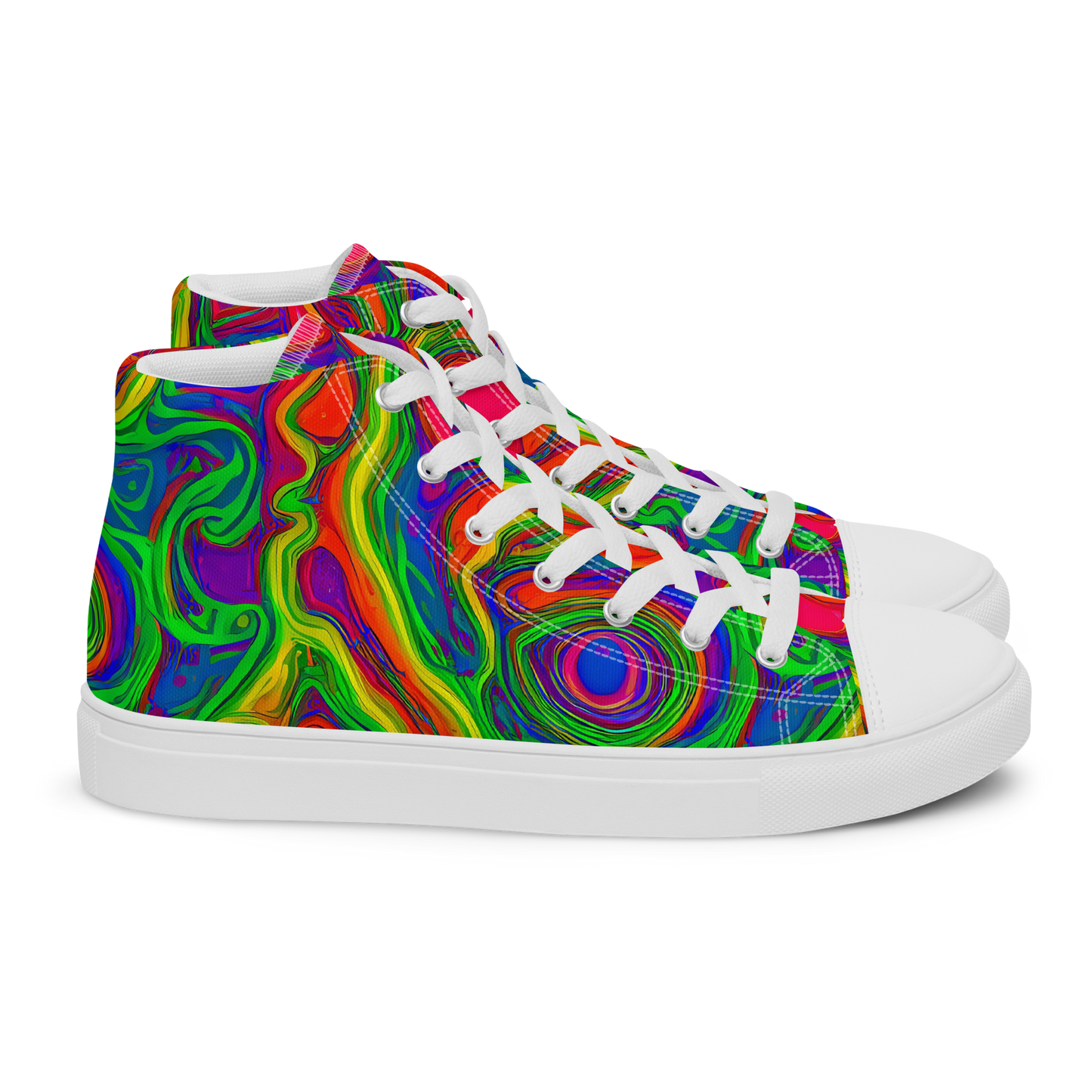 Men's High Top Canvas Shoes - Psychedelic Waves