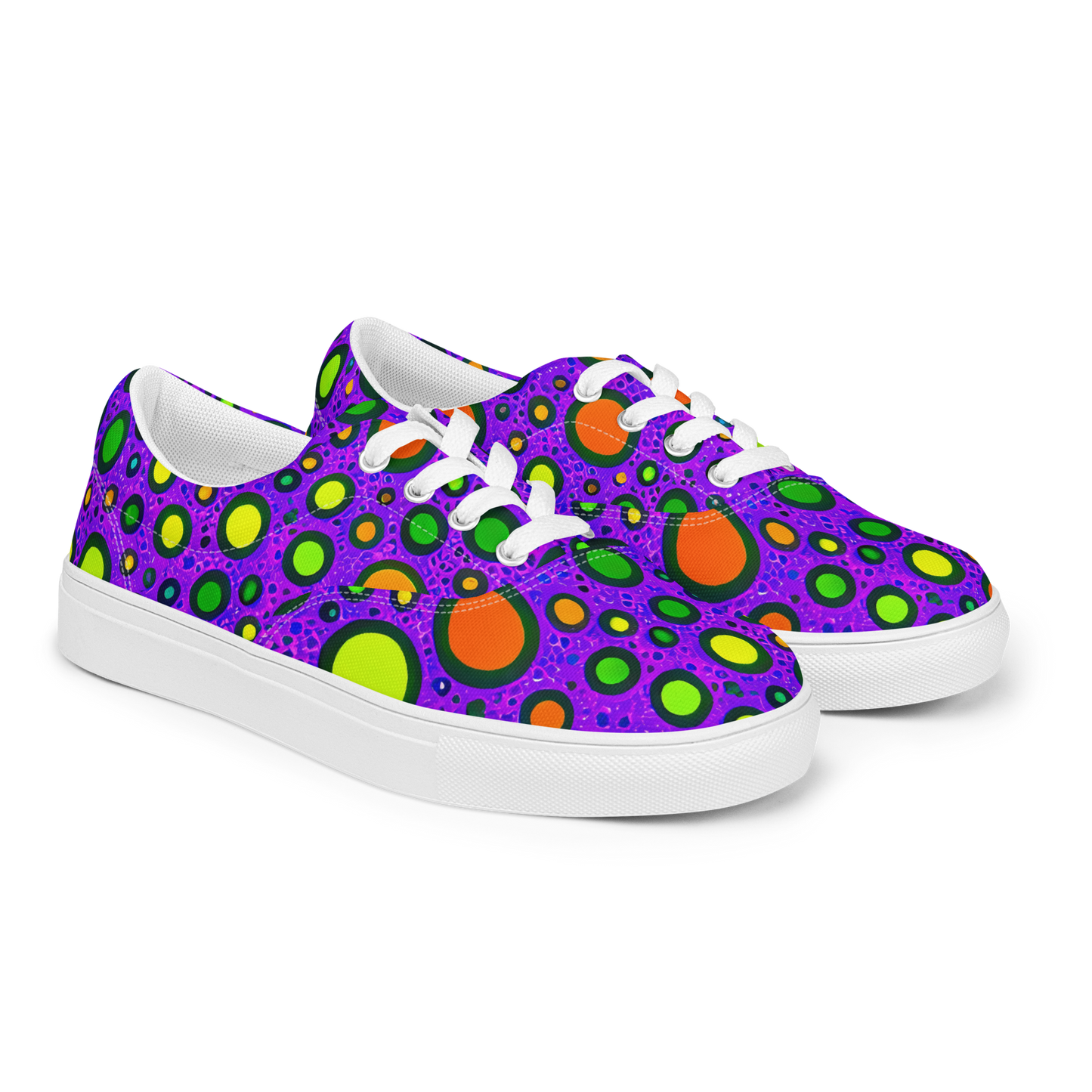 Women's Lace-Up Canvas Shoes - Luminous Bubbles