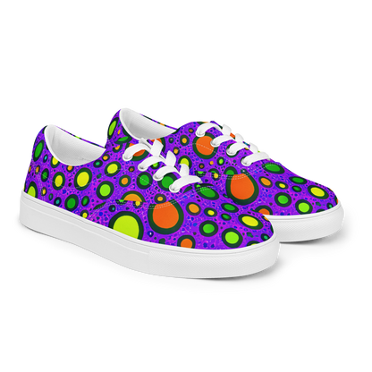 Women's Lace-Up Canvas Shoes - Luminous Bubbles