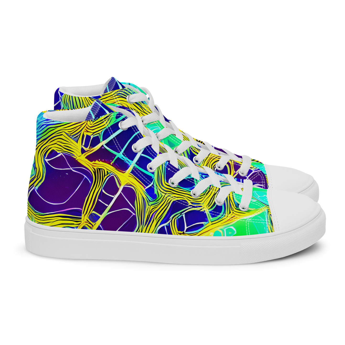 Men's High Top Canvas Shoes - Neon Jungle Rhapsody