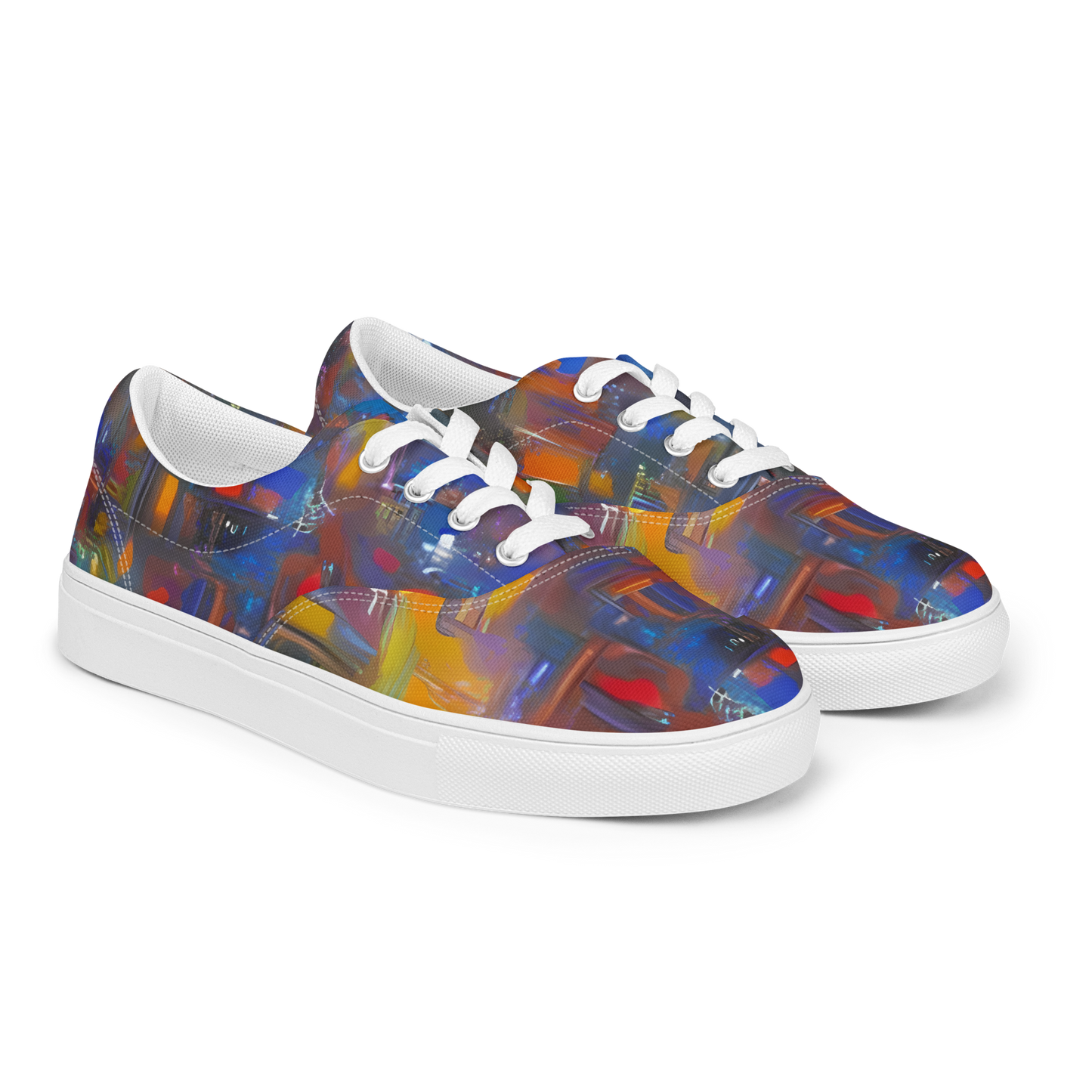 Women's Lace-Up Canvas Shoes - Abstract Conflux