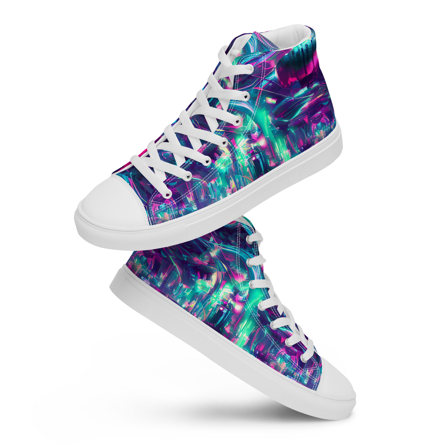 Women's High Top Canvas Shoes - Synthwave Surge