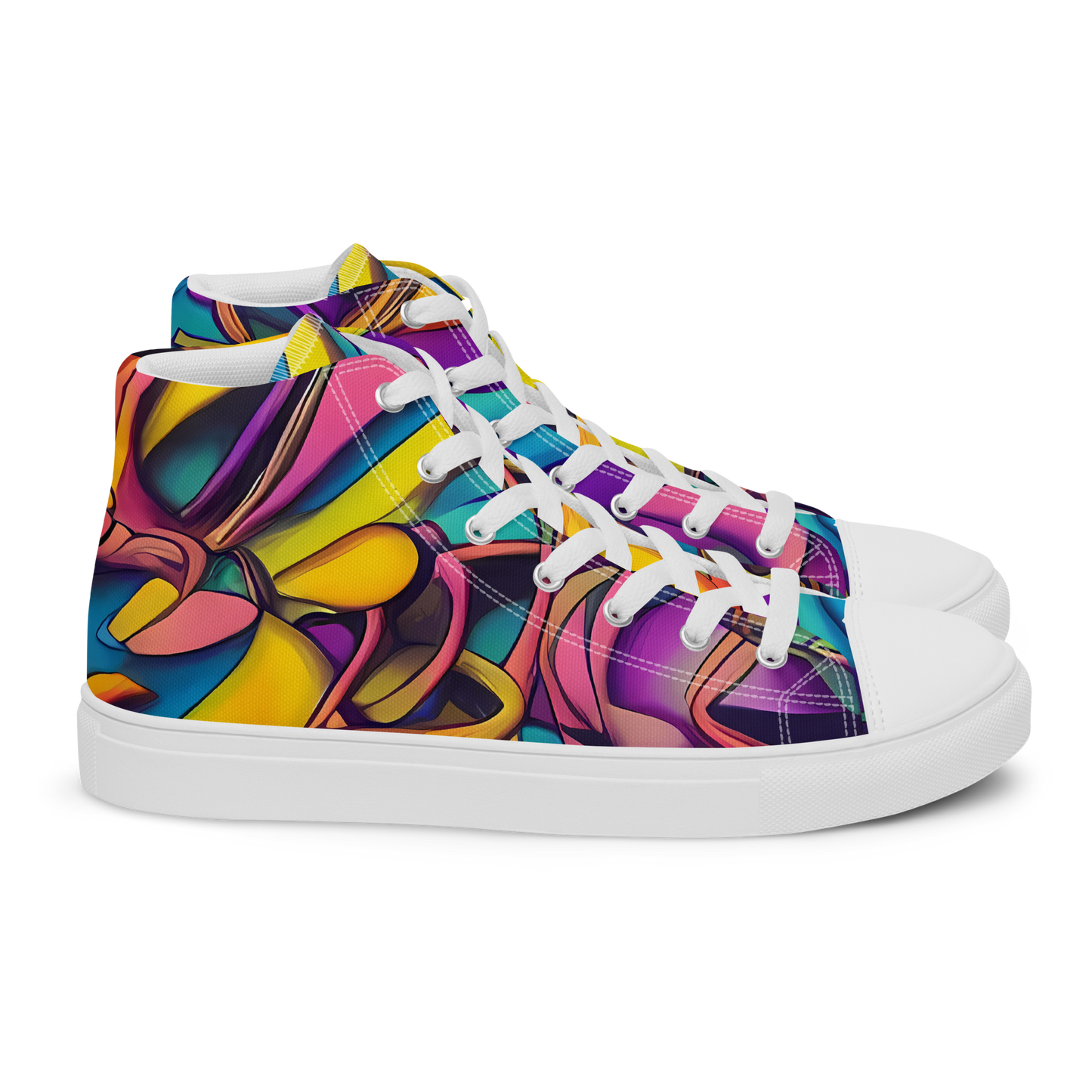 Men's High Top Canvas Shoes - Pre-Raphaelite Wave