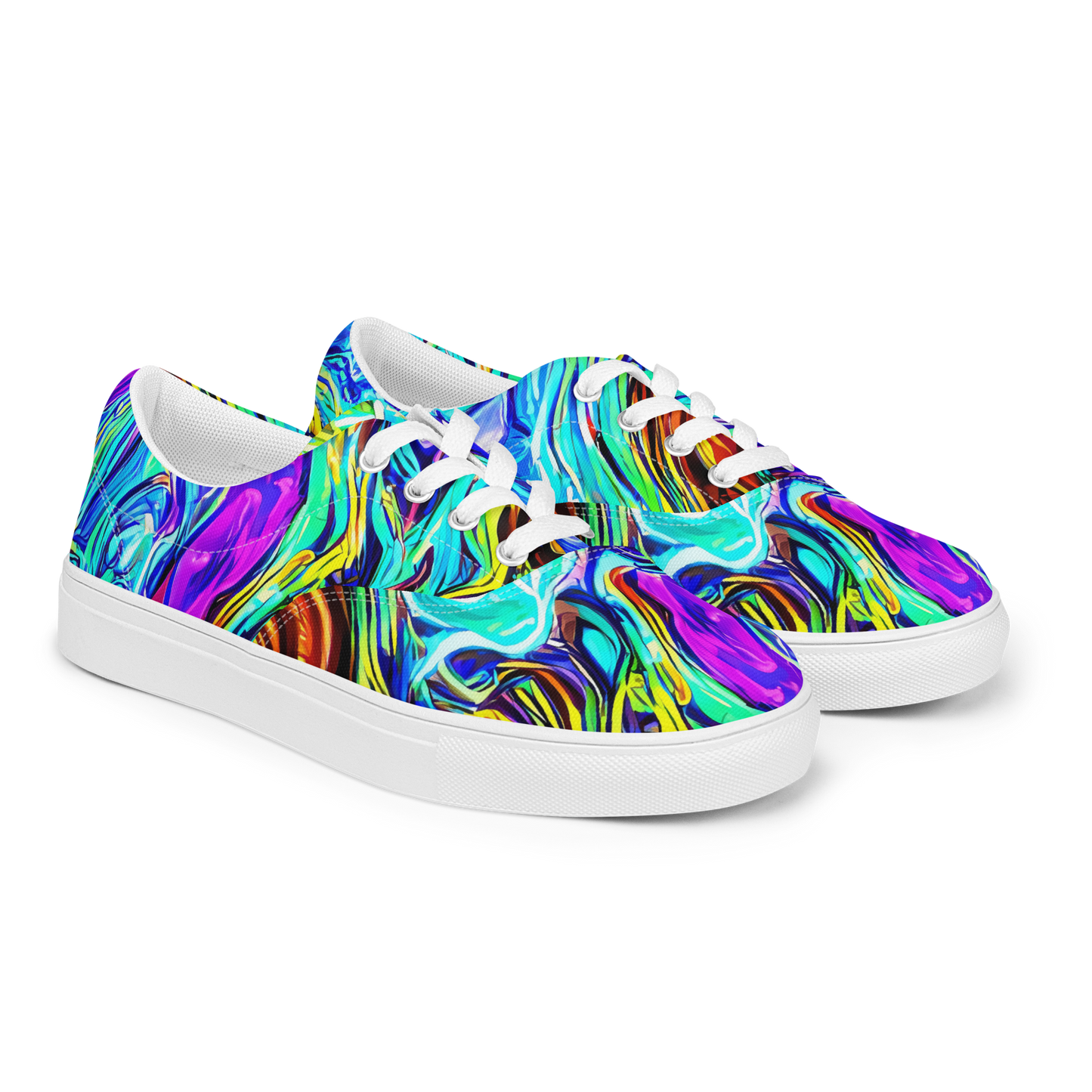 Women's Lace-Up Canvas Shoes - Mystic Iridescence