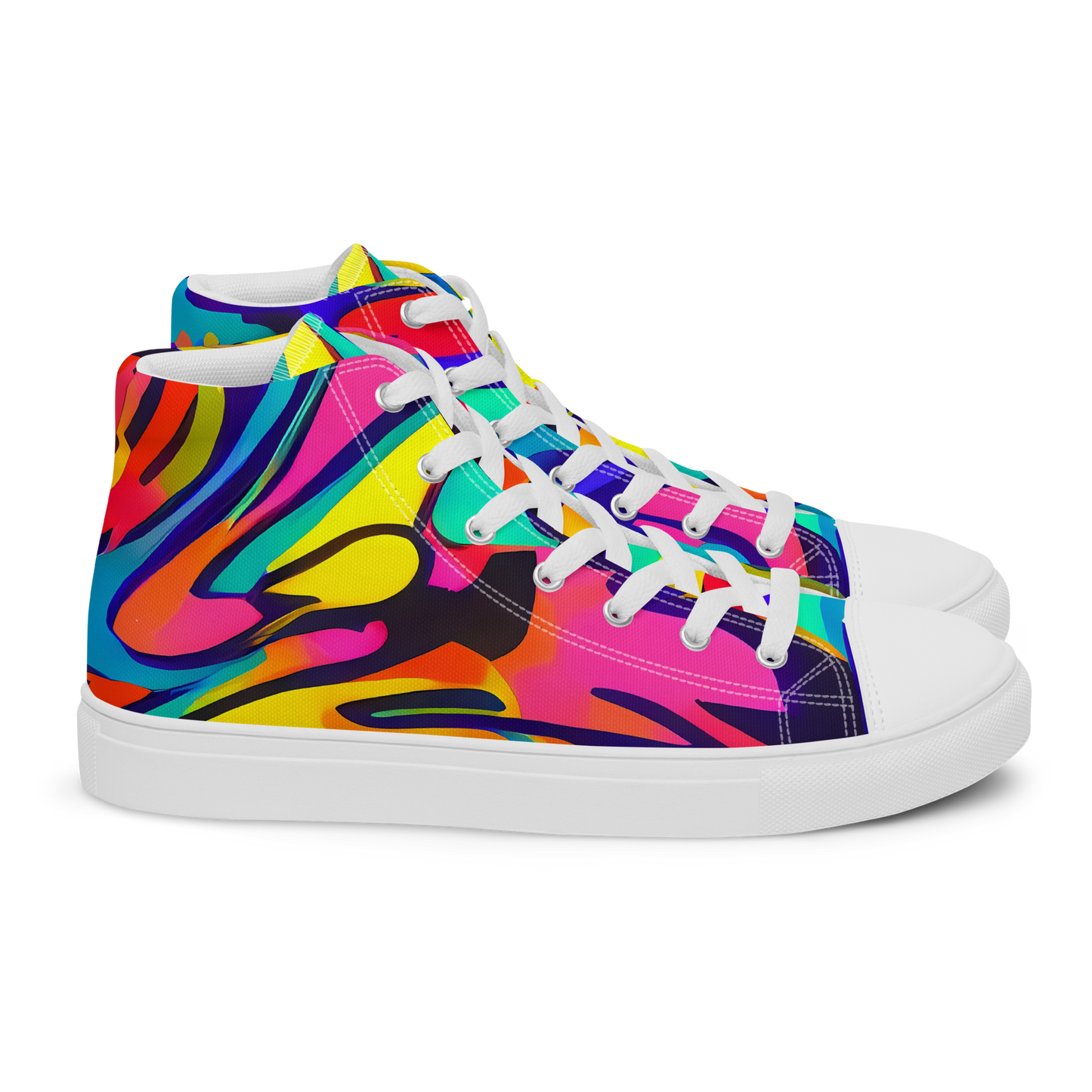 Men's High Top Canvas Shoes - Electric Ecstasy