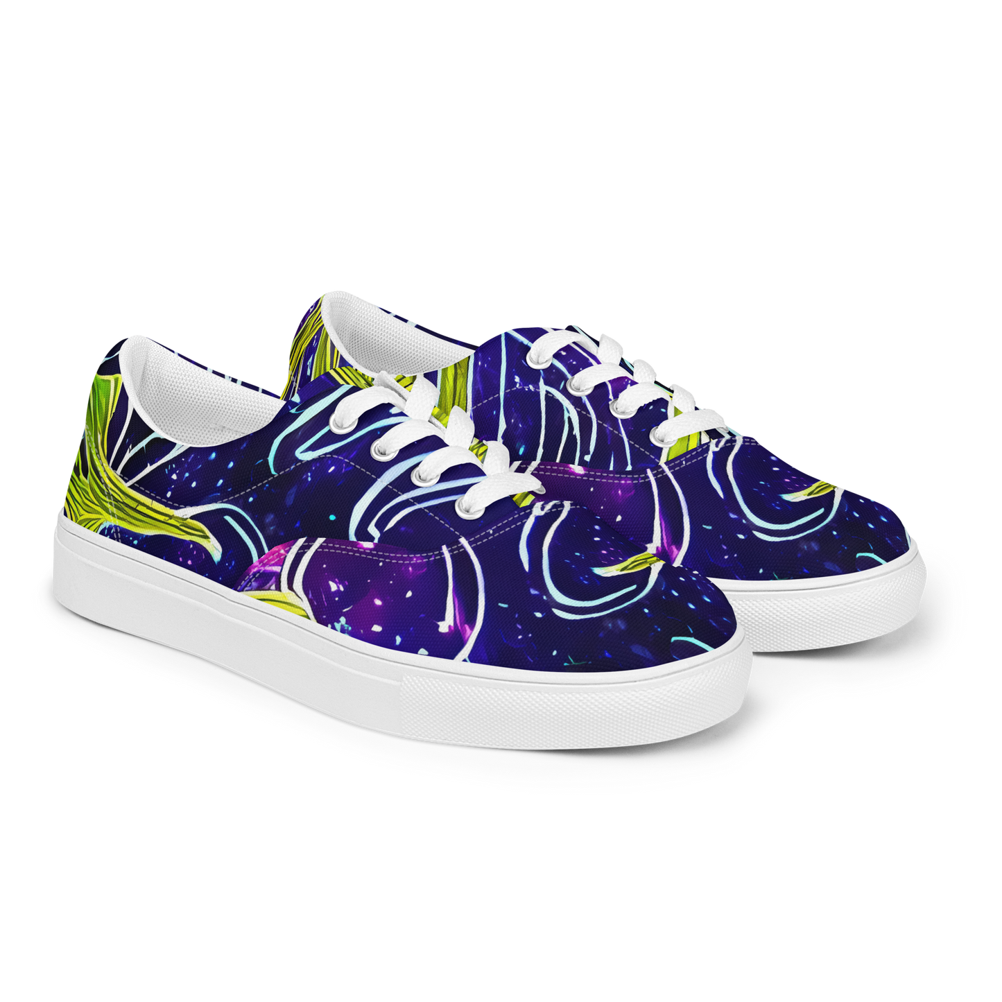 Women's Lace-Up Canvas Shoes - Celestial Scribbles