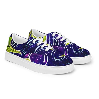 Women's Lace-Up Canvas Shoes - Celestial Scribbles