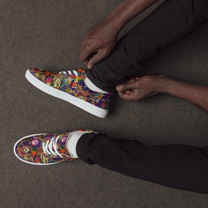 Men's Lace-Up Canvas Shoes - Cosmic Collage