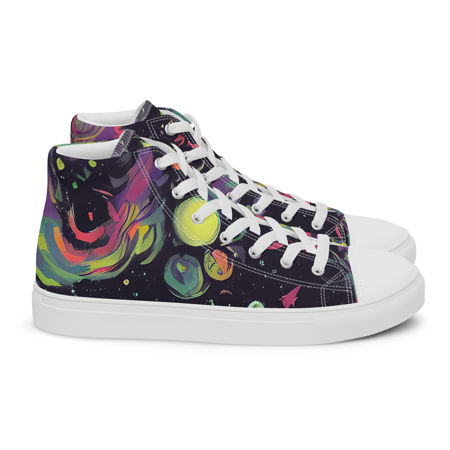 Men's High Top Canvas Shoes - Psychedelic Drift