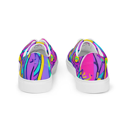 Men's Lace-Up Canvas Shoes - Neon Galaxy Whirl