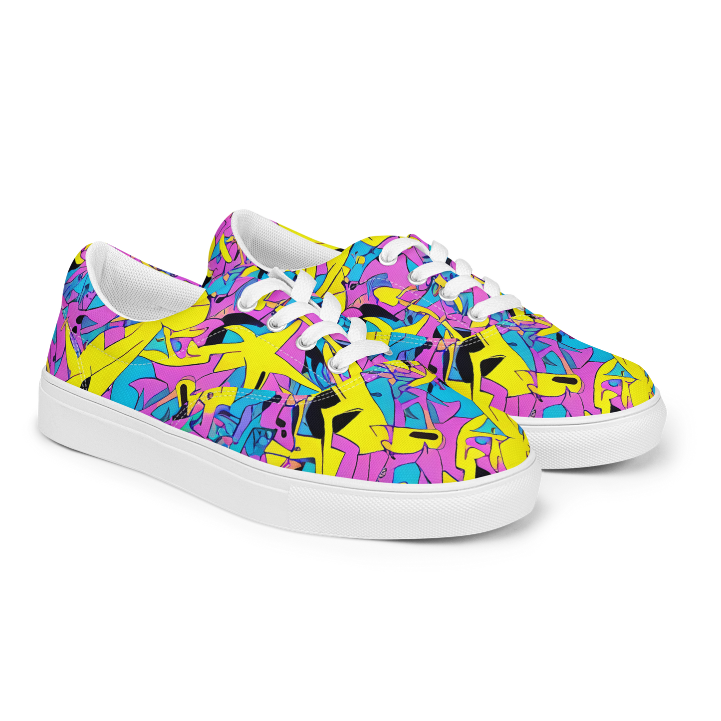 Women's Lace-Up Canvas Shoes - Neon Jive