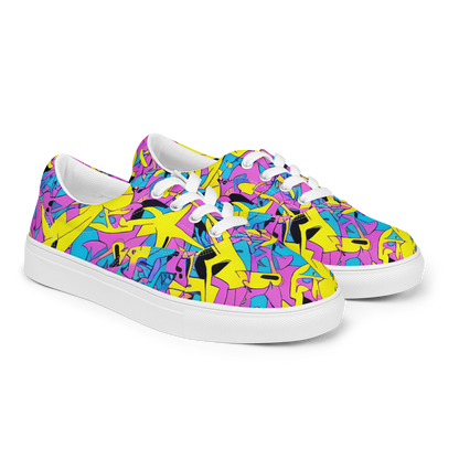 Women's Lace-Up Canvas Shoes - Neon Jive