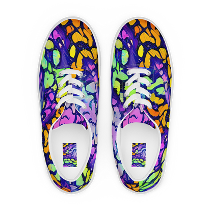 Women's Lace-Up Canvas Shoes - Surreal Waveforms