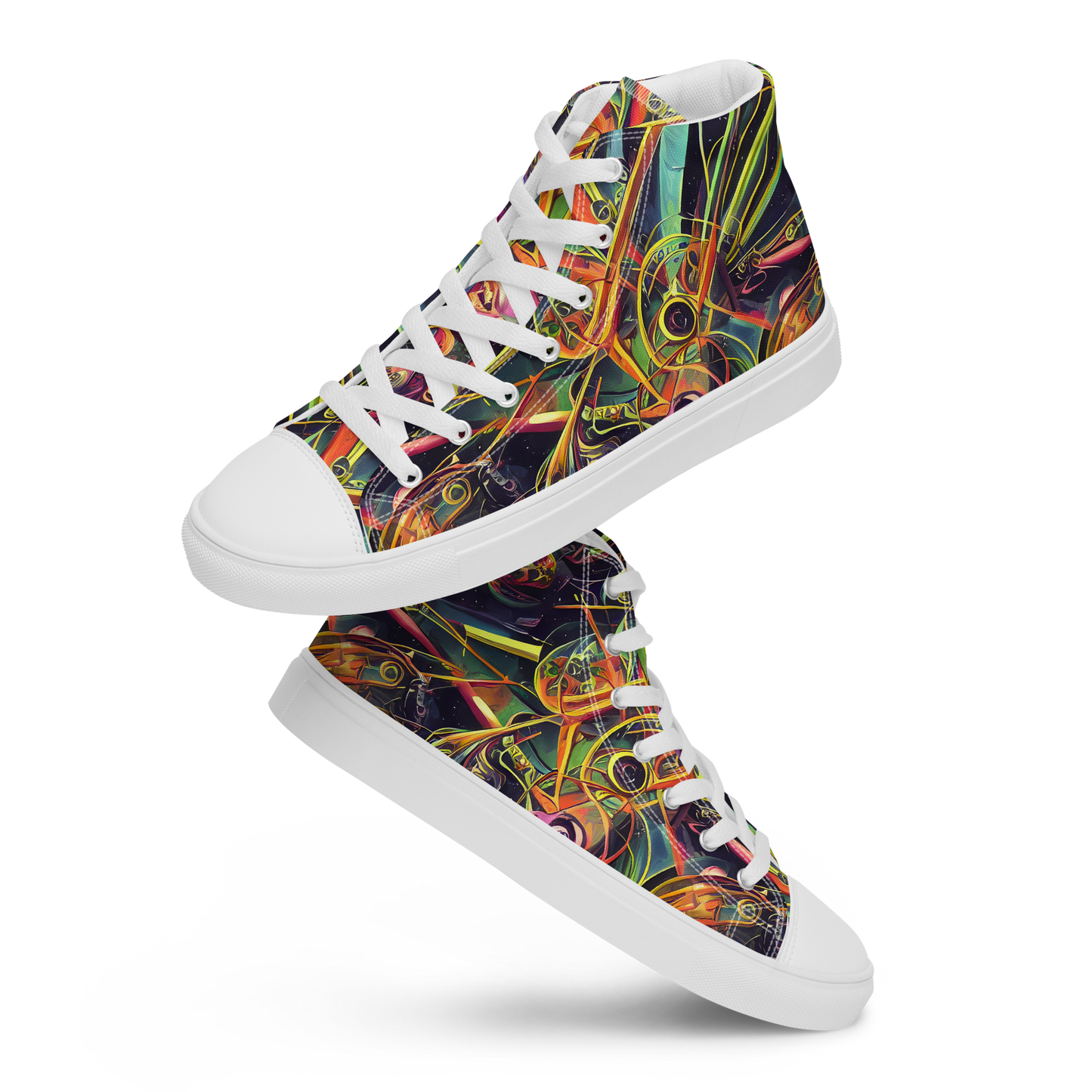 Men's High Top Canvas Shoes - Psychedelic Deep Space