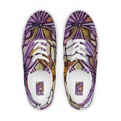 Women's Lace-Up Canvas Shoes - Stained Glass Whirl