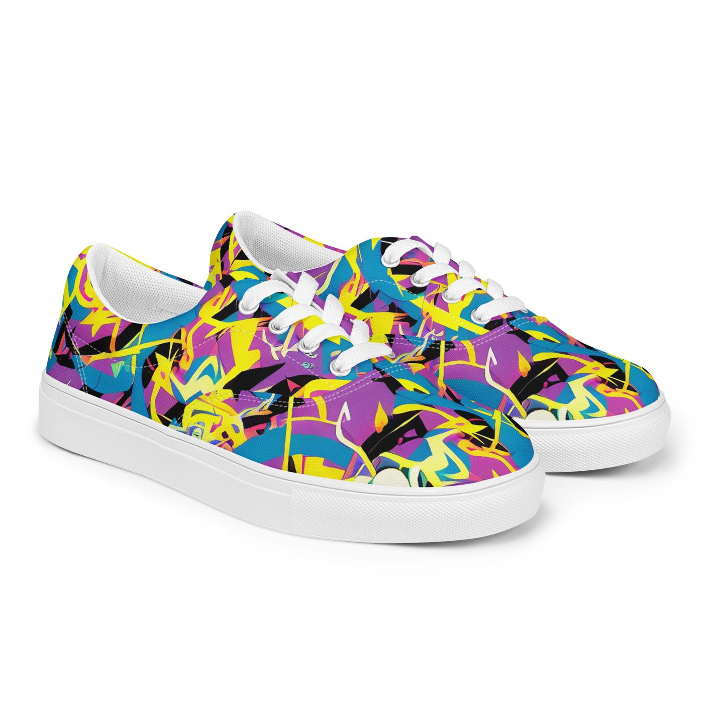 Women's Lace-Up Canvas Shoes - Galactic Sprawl