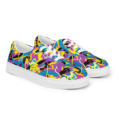 Women's Lace-Up Canvas Shoes - Galactic Sprawl
