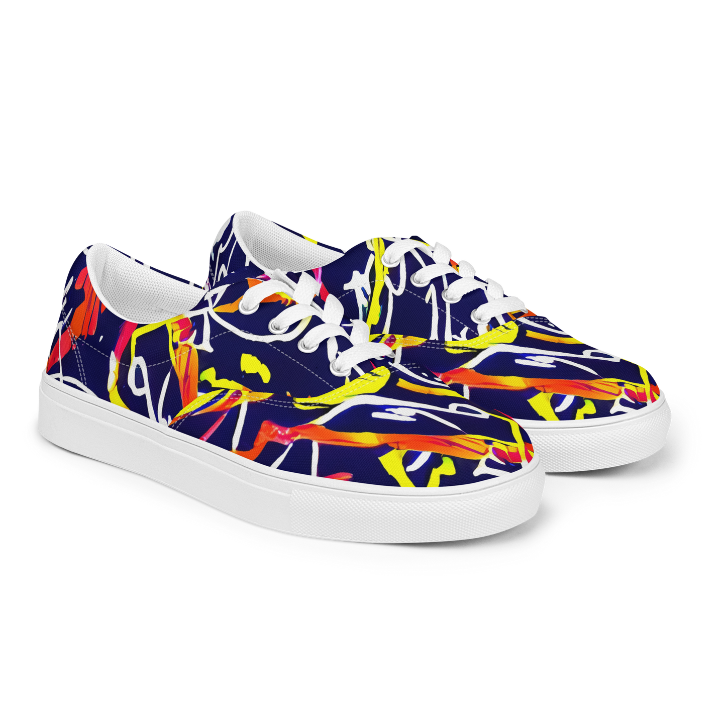 Men's Lace-Up Canvas Shoes - Neon Currents