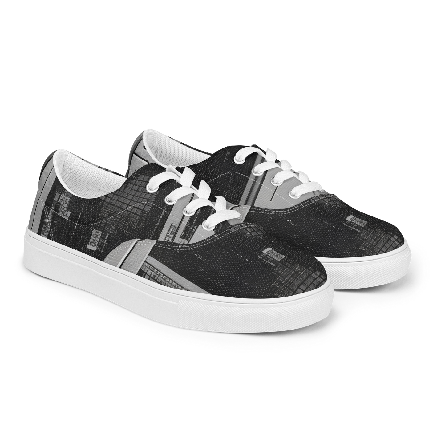 Women's Lace-Up Canvas Shoes - Concrete Harmony