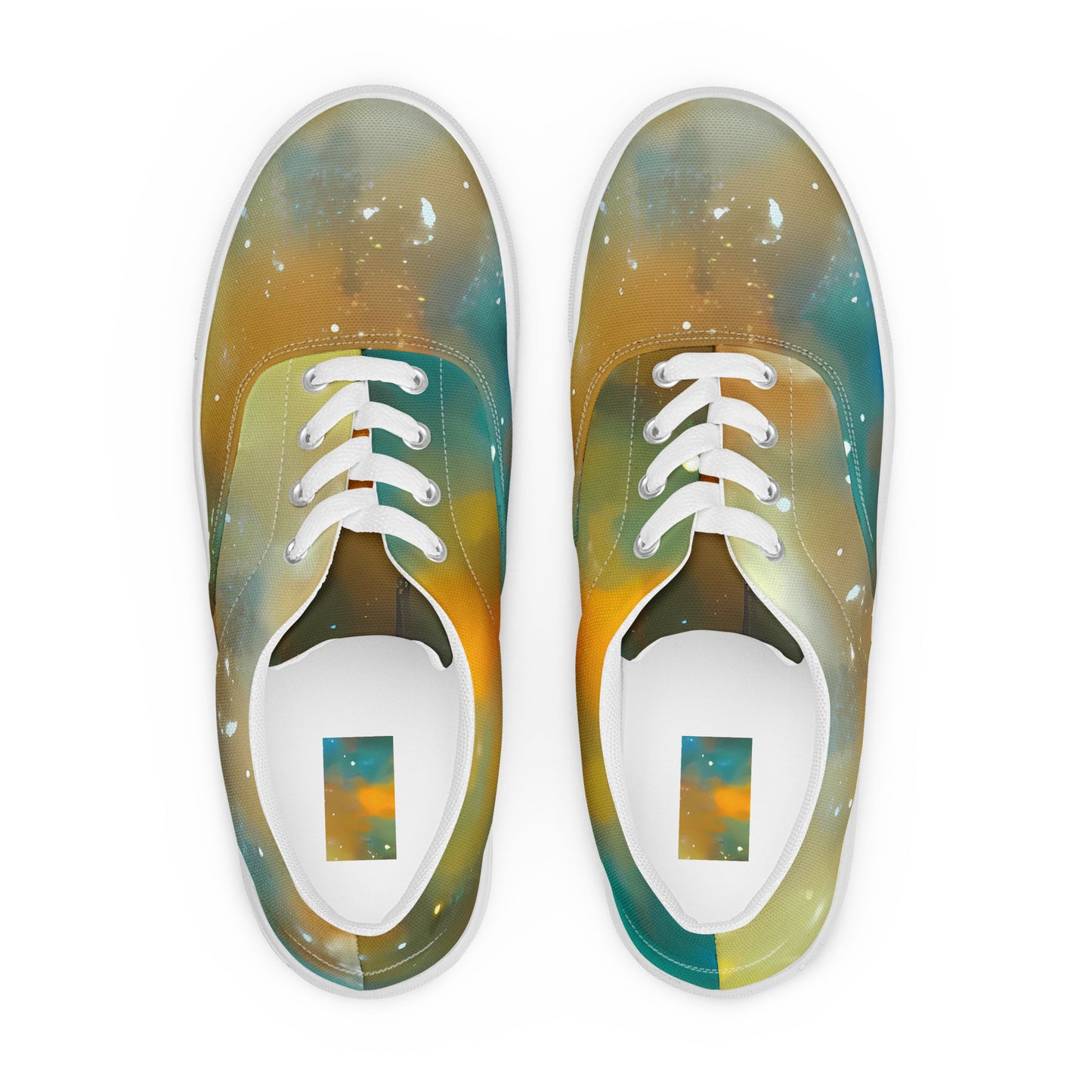Women's Lace-Up Canvas Shoes - Abstract Tapestries