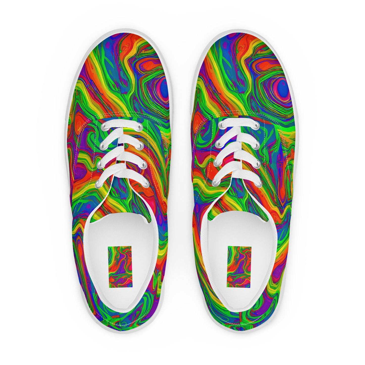 Women's Lace-Up Canvas Shoes - Psychedelic Waves