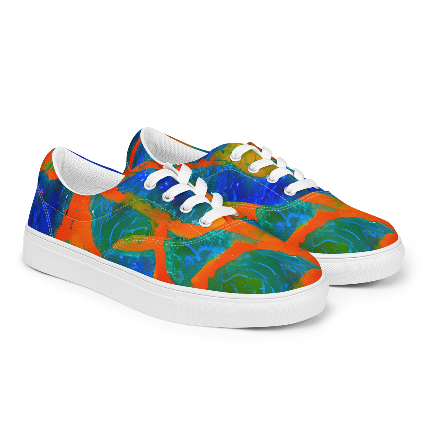 Women's Lace-Up Canvas Shoes - Vibrant Mosaic