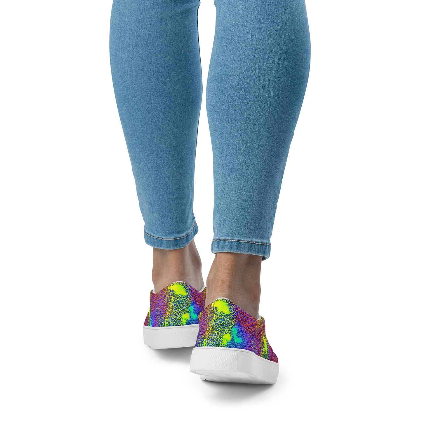 Women's Slip-On Canvas Shoes - Prismatic Web