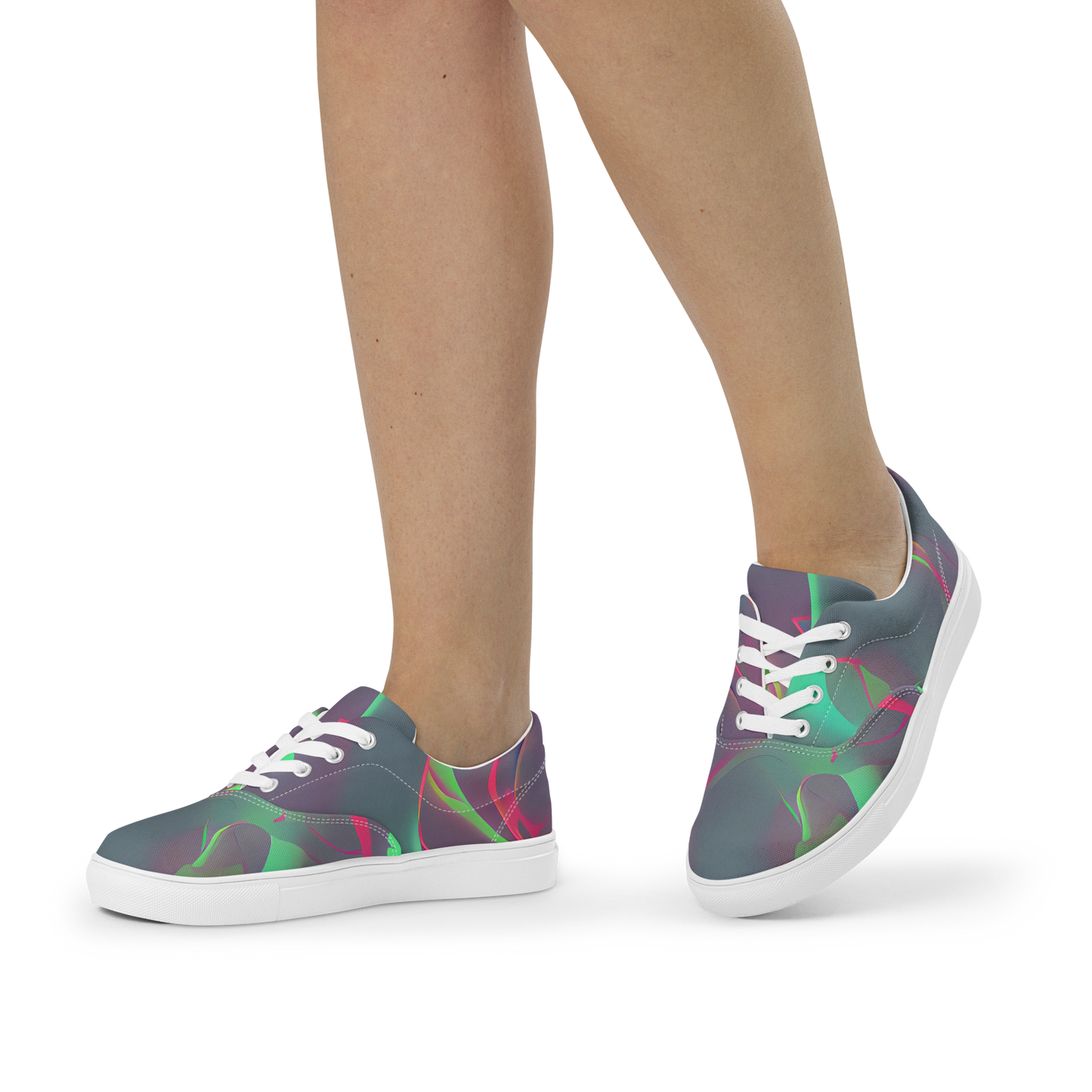 Women's Lace-Up Canvas Shoes - Neon Whisper