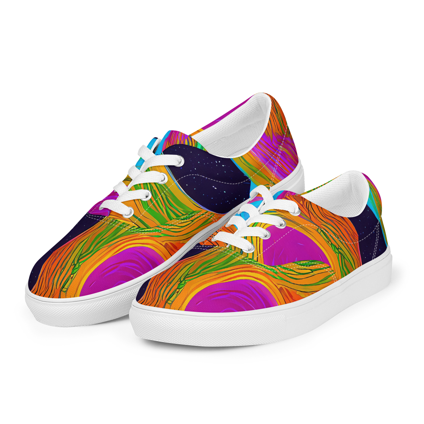 Women's Lace-Up Canvas Shoes - Galactic Harmony