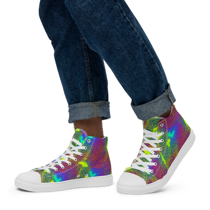 Men's High Top Canvas Shoes - Prismatic Web