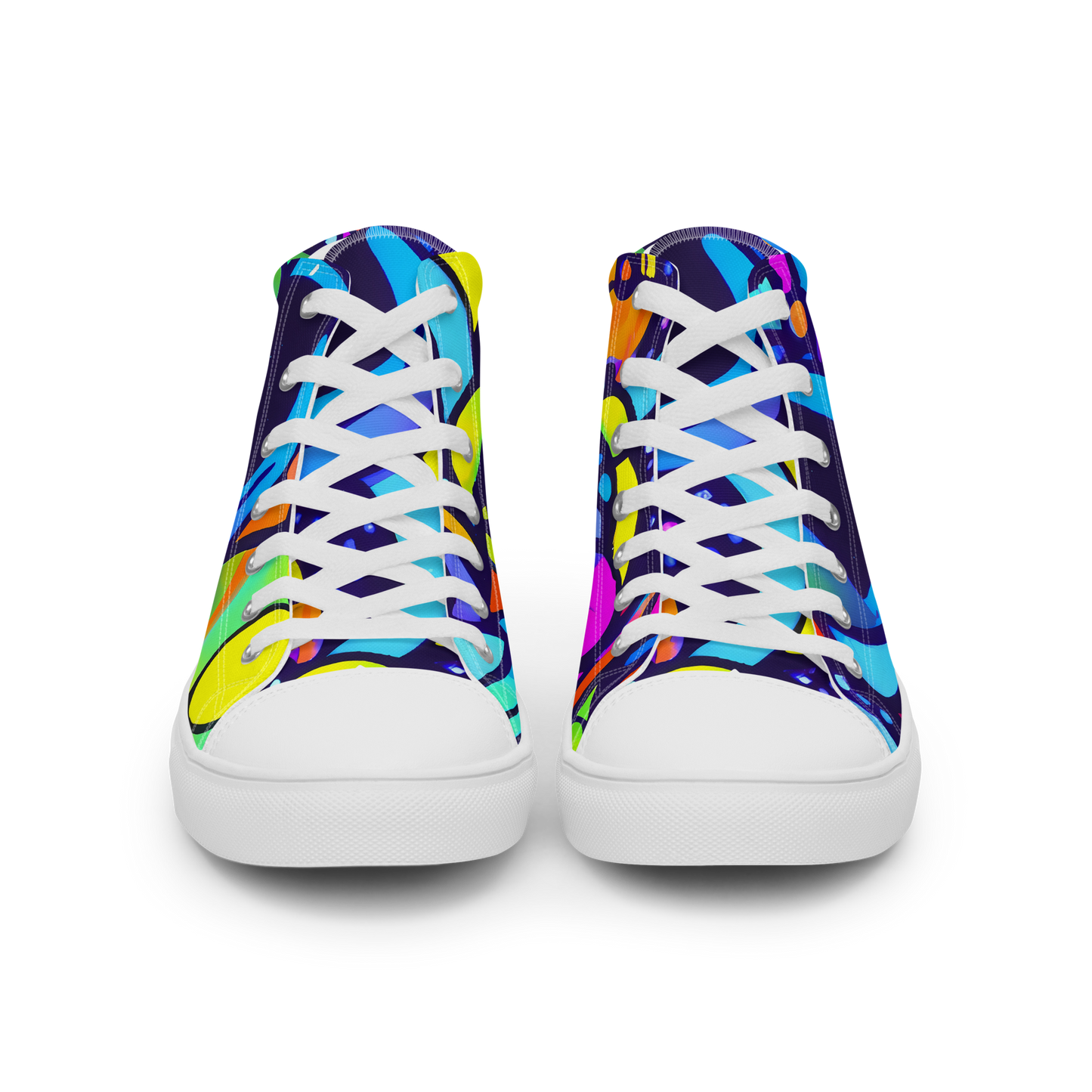 Men's High Top Canvas Shoes - Neon Graffscape