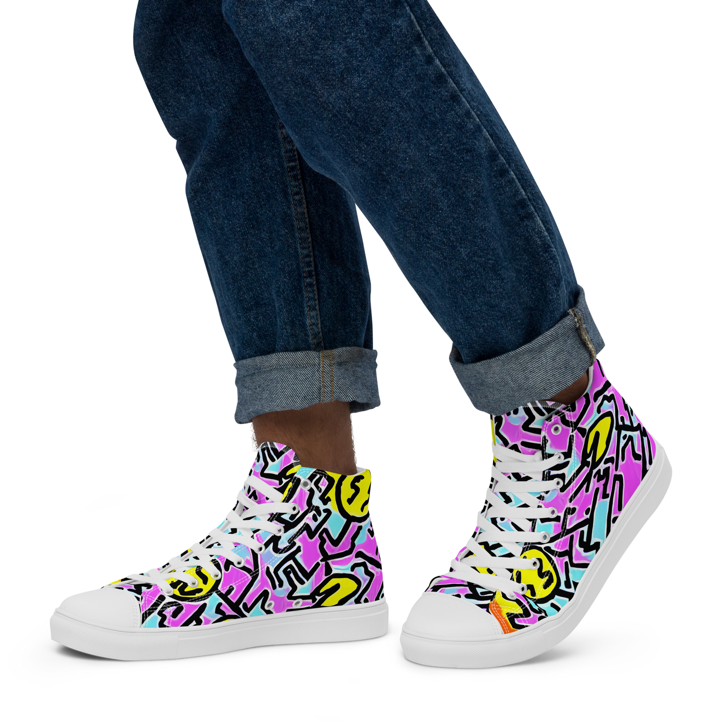 Men's High Top Canvas Shoes - Punk Doodles