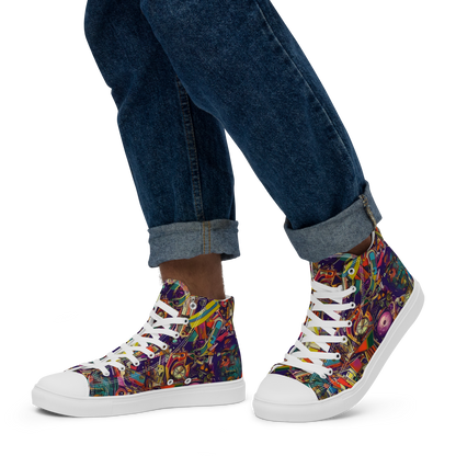 Men's High Top Canvas Shoes - Cosmic Collage